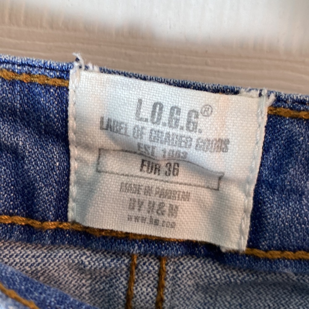 L.O.G.G. Blue Denim Skirt Midi Length Jean Light wash Button front Closure - Picture 3 of 7